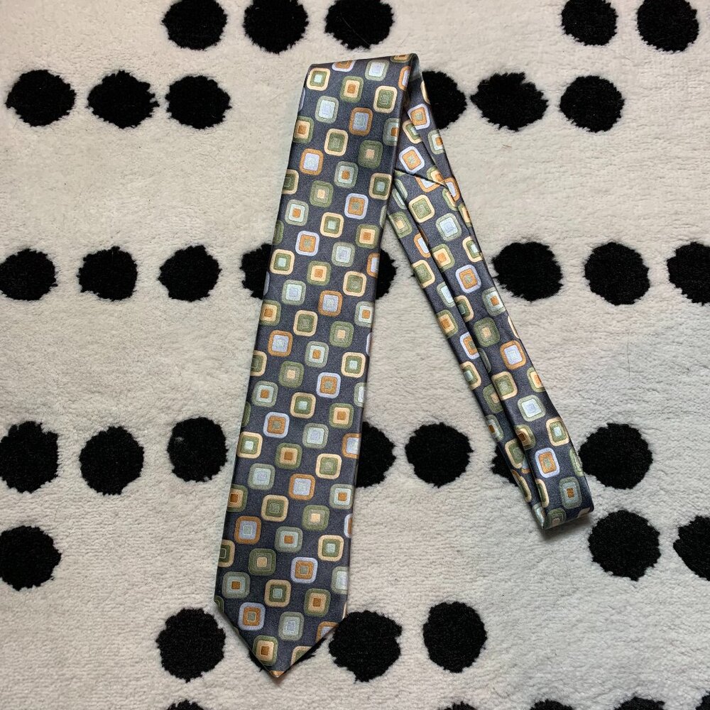 Ted Baker London Tie Colourful Geometric Print Luxury Silk Classic Necktie